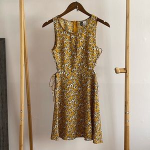 Golden Yellow Floral Dress
